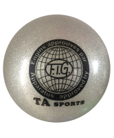 мяч для художественной гимнастики rgb-102, 19 см, серый, с блестками