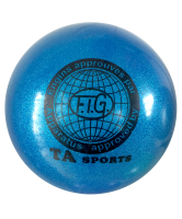 мяч для художественной гимнастики rgb-102, 19 см, синий, с блестками